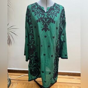 Limelight Emerald and Black Embroidered Dress